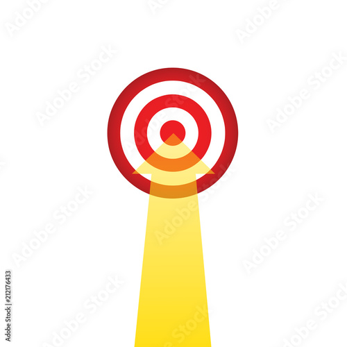 red target with golden arrow, business target concept, stock vector illustration