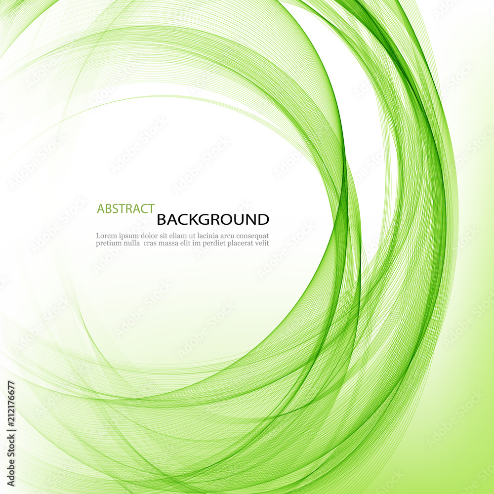 Obraz premium Abstract vector background round green wavy circle shape lines