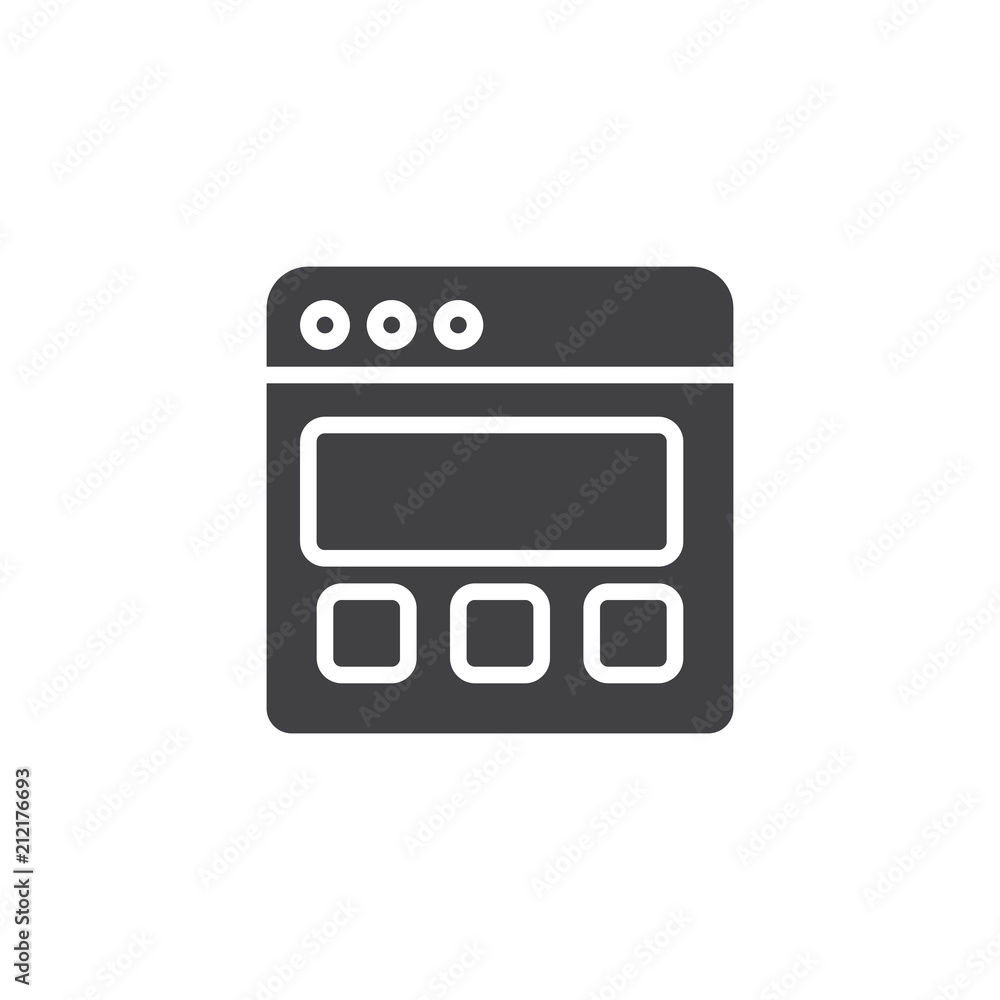 Web page vector icon. filled flat sign for mobile concept and web design. Browser Window simple solid icon. Symbol, logo illustration. Pixel perfect vector graphics Web page vector icon. filled flat sign for mobile concept and web design. Browser Window simple solid icon. Symbol, logo illustration. Pixel perfect vector graphics