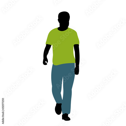 vector, isolated, silhouette in color clothes, the guy is walking