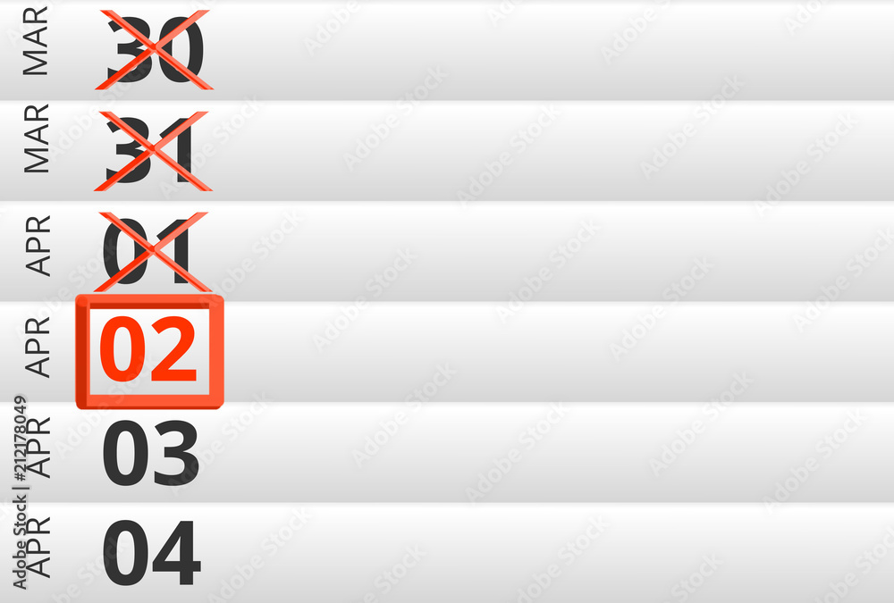 April 02 highlighted on Calendar previous days ticked April 02 highlighted on Calendar previous days ticked