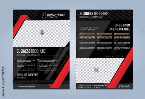 Black and Red Business Brochure. Leaflets Template. Cover Book, Magazine. Vector illustration