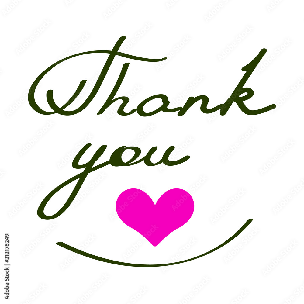 Obraz premium Thank you lettering with a heart to thank somebody you love to thank