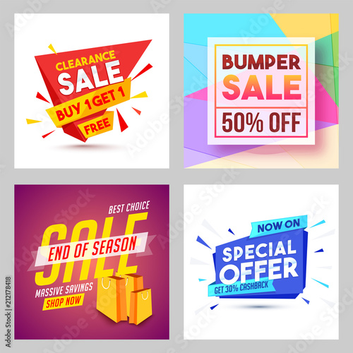 Wallpaper Mural Four different style poster or banner design for End of season or Clearance sale. Torontodigital.ca