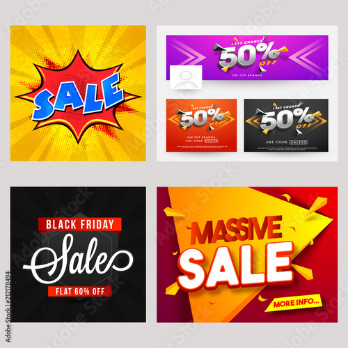 Short sale template or banner design in four different styles.