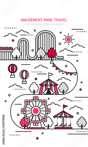Amusement park vector Line illustration