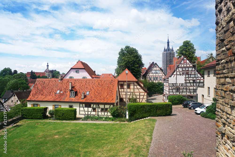 Old towers and half-timbered houses of Bad Wimpfen, Baden-Wurttemberg, Germany.