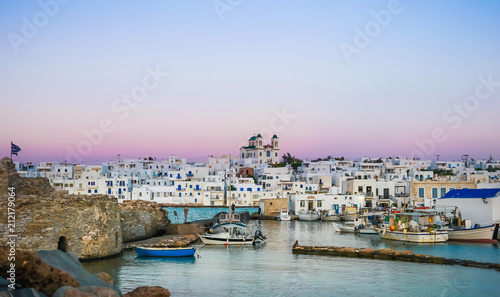 old port in Paros at sunset. Greece