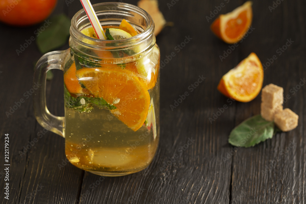 Refreshing summer cocktail with crushed ice and citrus fruits Refreshing summer cocktail with crushed ice and citrus fruits