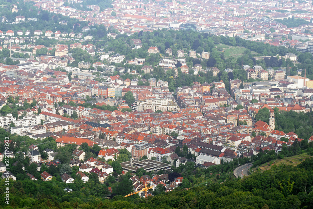Stuttgart panorama. View of the city from the tower Fernsehturm, Germany.