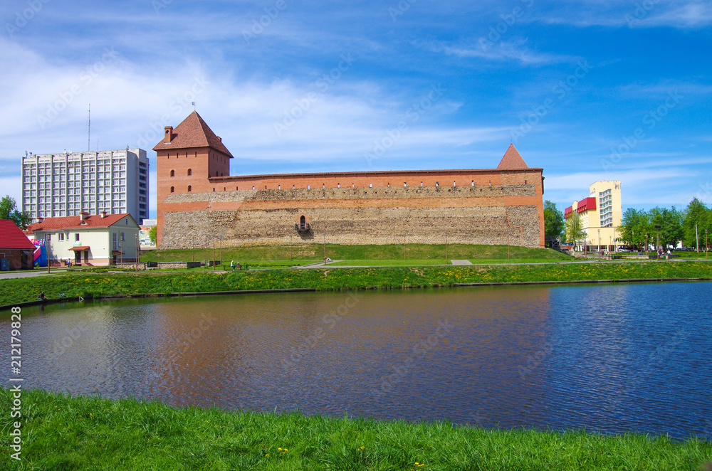 LIDA, BELARUS - May, 2018: Lida castle on a sunny summer day