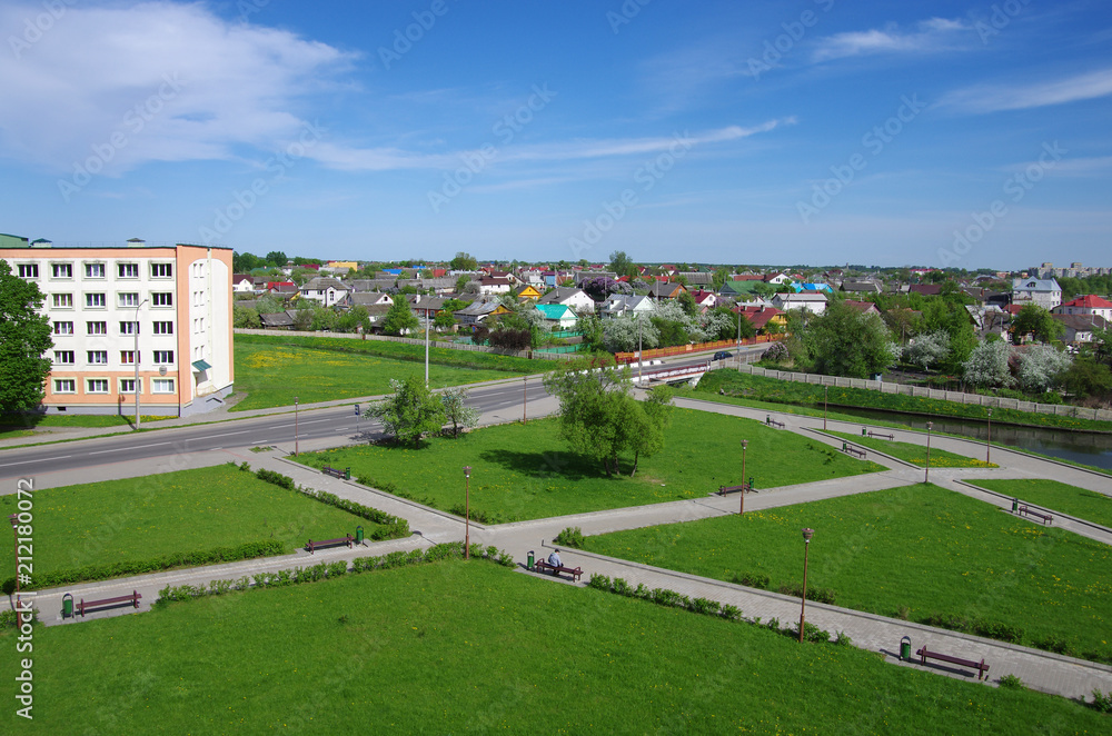 LIDA, BELARUS - May, 2018: Top view of the old town