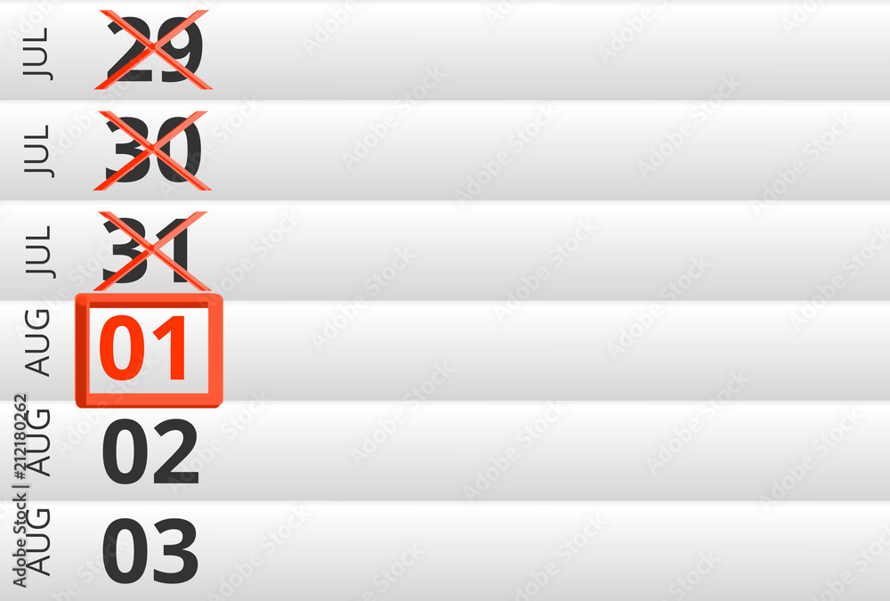 August 01 highlighted on Calendar previous days ticked August 01 highlighted on Calendar previous days ticked