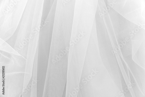 Murais de parede White tulle chiffon bridal veil texture background wedding concept