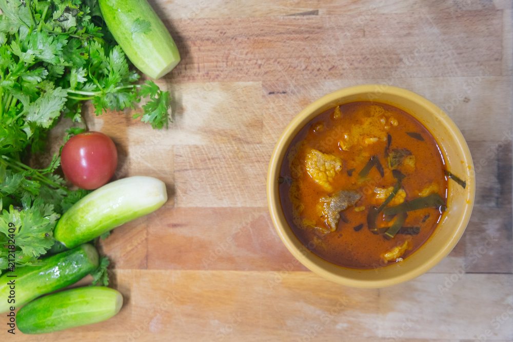 Thai food Panaeng curry red curry with chicken. Thai food Panaeng curry red curry with chicken.