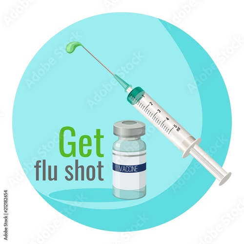 Get flu shot poster to remind people vector illustration