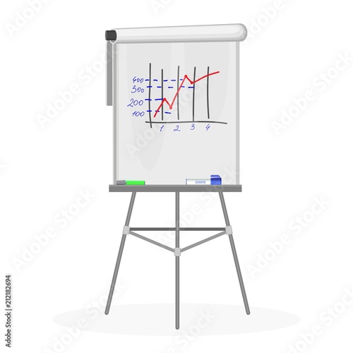 Flipchart office equipment flat vector illustration on white