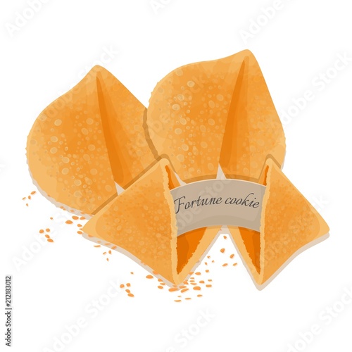Fortune cookie isolated on white tasty backdrop bakery
