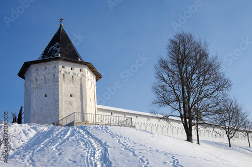 ZVENIGOROD, RUSSIA - January, 2017: Savvino-Storozhevsky monastery in Zvenigorod Moscow region in winter day