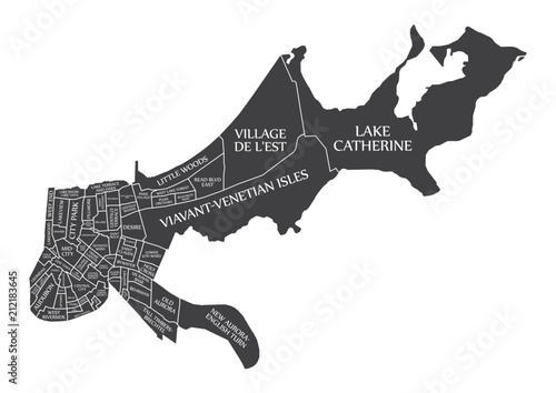 New Orleans Louisiana city map USA labelled black illustration