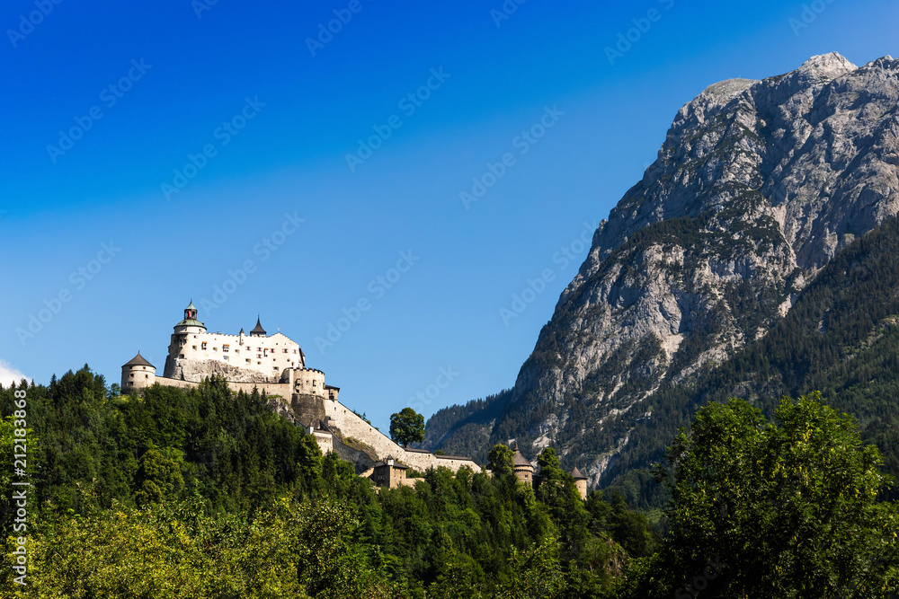 View of the hohenwerfen castle in Austria.