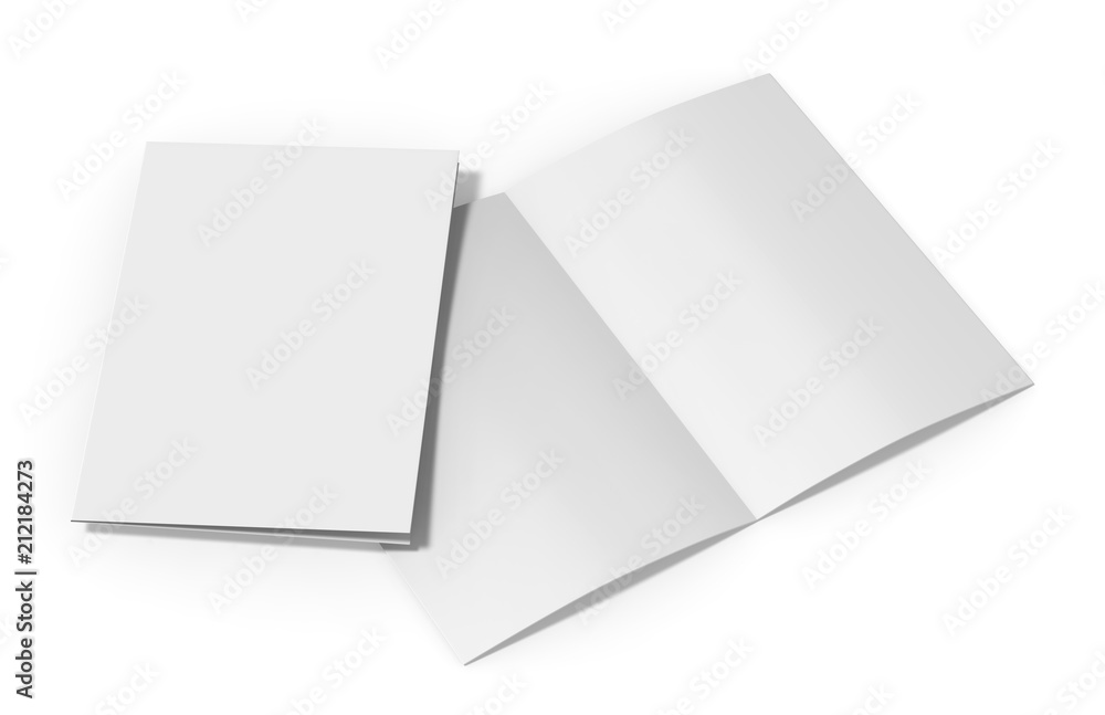Blank white reinforced A4 single pocket folder on isolated white background, 3d illustration Blank white reinforced A4 single pocket folder on isolated white background, 3d illustration