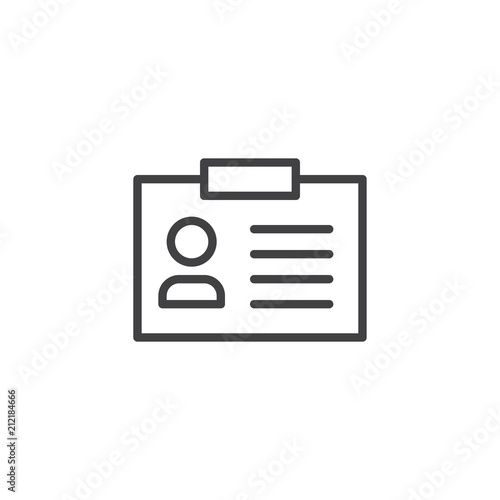 Id card outline icon. linear style sign for mobile concept and web design. identity card simple line vector icon. Symbol, logo illustration. Pixel perfect vector graphics