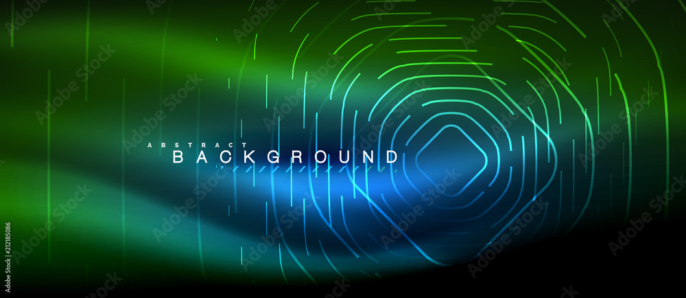 Neon glowing lines, magic energy space light concept, abstract background wallpaper design Neon glowing lines, magic energy space light concept, abstract background wallpaper design