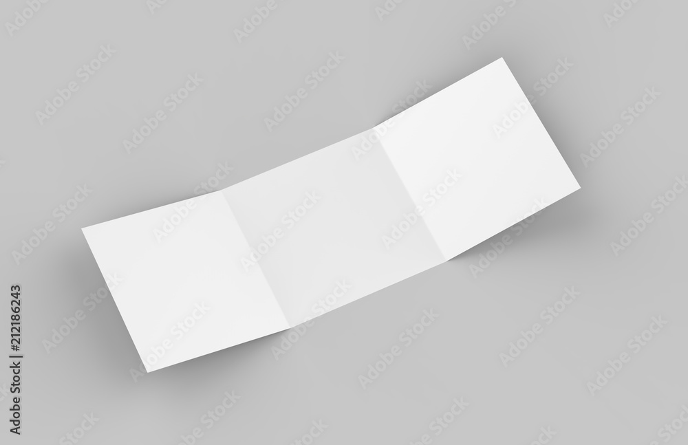 Square Tri-Fold Brochure Mock-up on Isolated White Background, 3D Illustration Square Tri-Fold Brochure Mock-up on Isolated White Background, 3D Illustration