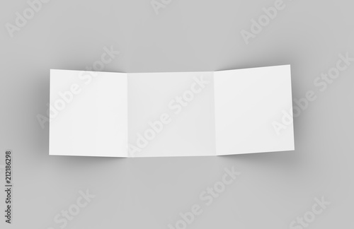 Square Tri-Fold Brochure Mock-up on Isolated White Background, 3D Illustration