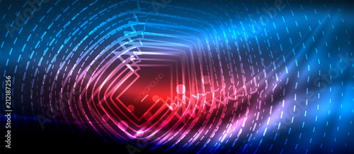 Neon glowing wave  magic energy and light motion background. Wallpaper template  hi-tech future concept