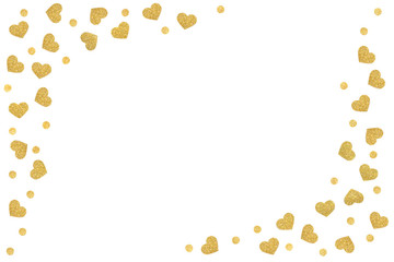 Gold glitter heart frame paper cut on white background - isolated