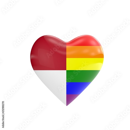 Free Download Indonesia flag and gay LGBT rainbow flag heart shape. Gay rights concept. 3D Rendering - GFXLoad