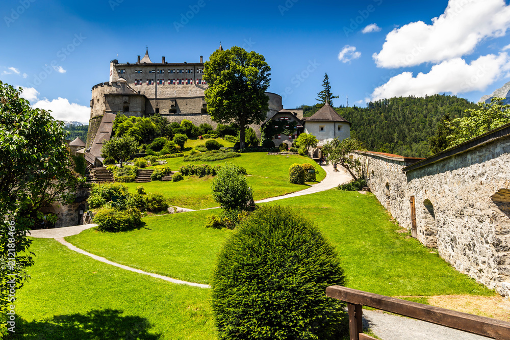 View of the hohenwerfen castle in Austria.