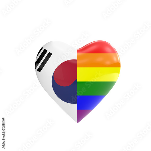 South Korea flag and gay LGBT rainbow flag heart shape. Gay rights concept. 3D Rendering Free Download South Korea flag and gay LGBT rainbow flag heart shape. Gay rights concept. 3D Rendering - GFXLoad