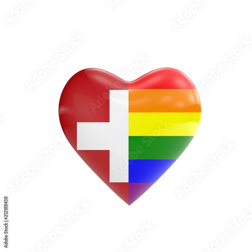 Switzerland flag and gay LGBT rainbow flag heart shape. Gay rights concept. 3D Rendering Free Download Switzerland flag and gay LGBT rainbow flag heart shape. Gay rights concept. 3D Rendering - GFXLoad