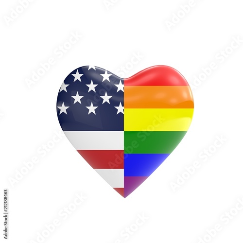 Free Download USA American flag and gay LGBT rainbow flag heart shape. Gay rights concept. 3D Rendering - GFXLoad