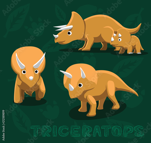 Dinosaur Triceratops Cartoon Vector Illustration
