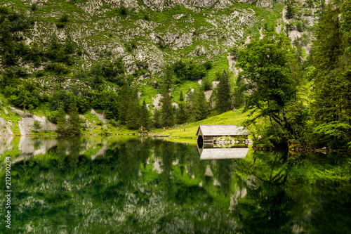 View of famous Lake Obersee. Nationalpark Berchtesgadener Land, Bavaria. photo