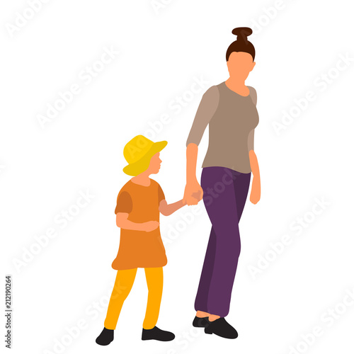 flat style mommy and child