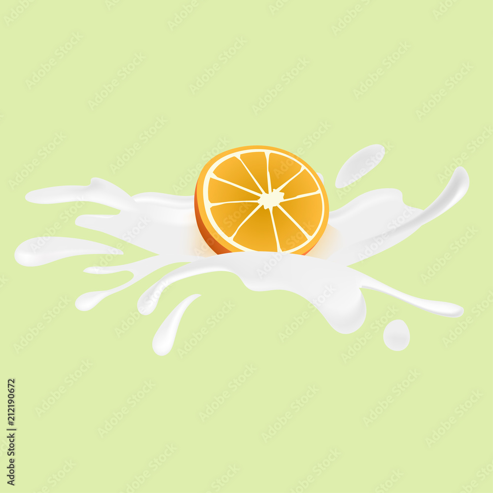 Orange fruit deep to water milk for concept background. Orange fruit deep to water milk for concept background.