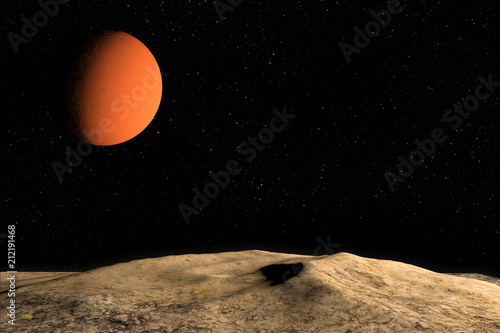 Fototapeta Naklejka Na Ścianę i Meble -  Unknown planet, stars and nebula in outer space. Space exploration.