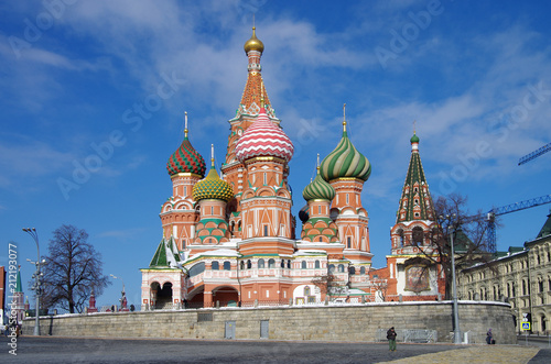 MOSCOW, RUSSIA - February, 2018: Saint Basil's Cathedral, is a church in the Red Square in Moscow