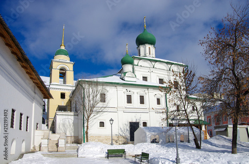 MOSCOW, RUSSIA -  FEBRUARY 2018: Church of Maximus the blessed in Varvarka in the landscape Park 