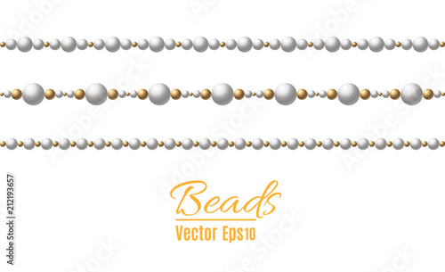 Beautiful multi-colored beads. String beads are realistic. Decorative element.vector illustration