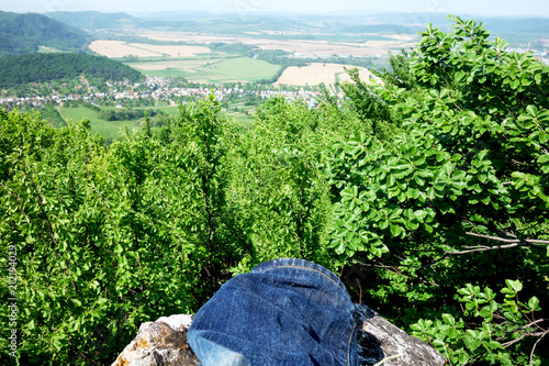 Pants with an amputated leg in nature photo