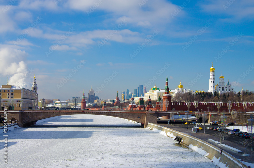 MOSCOW, RUSSIA - February, 2018: Kremlin in sunny winter day