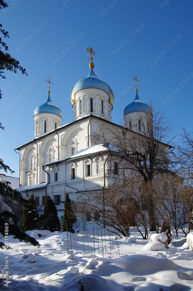 MOSCOW, RUSSIA - February, 2018: Novospassky Monastery in winter day MOSCOW, RUSSIA - February, 2018: Novospassky Monastery in winter day