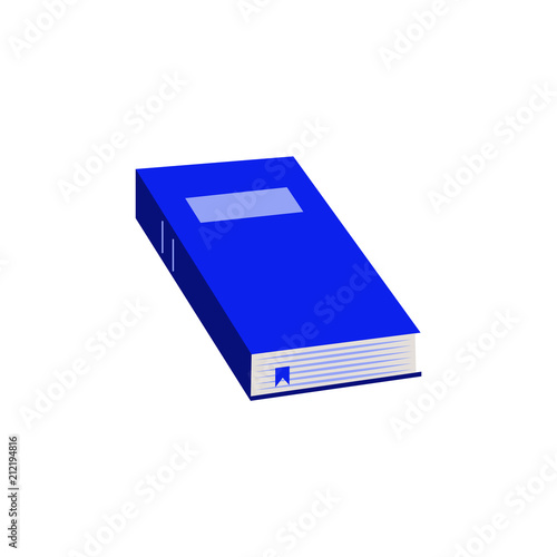 Close paper book with blue hardcover flat icon for back to school or literary leisure concept isolated on white background - reading literature element for education in vector illustration.