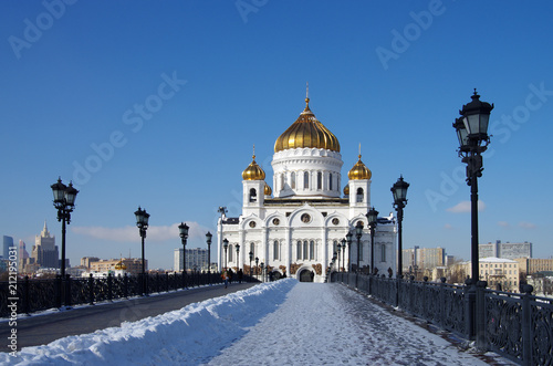 MOSCOW, RUSSIA - February, 2018: The Cathedral of Christ the Saviour in winter day